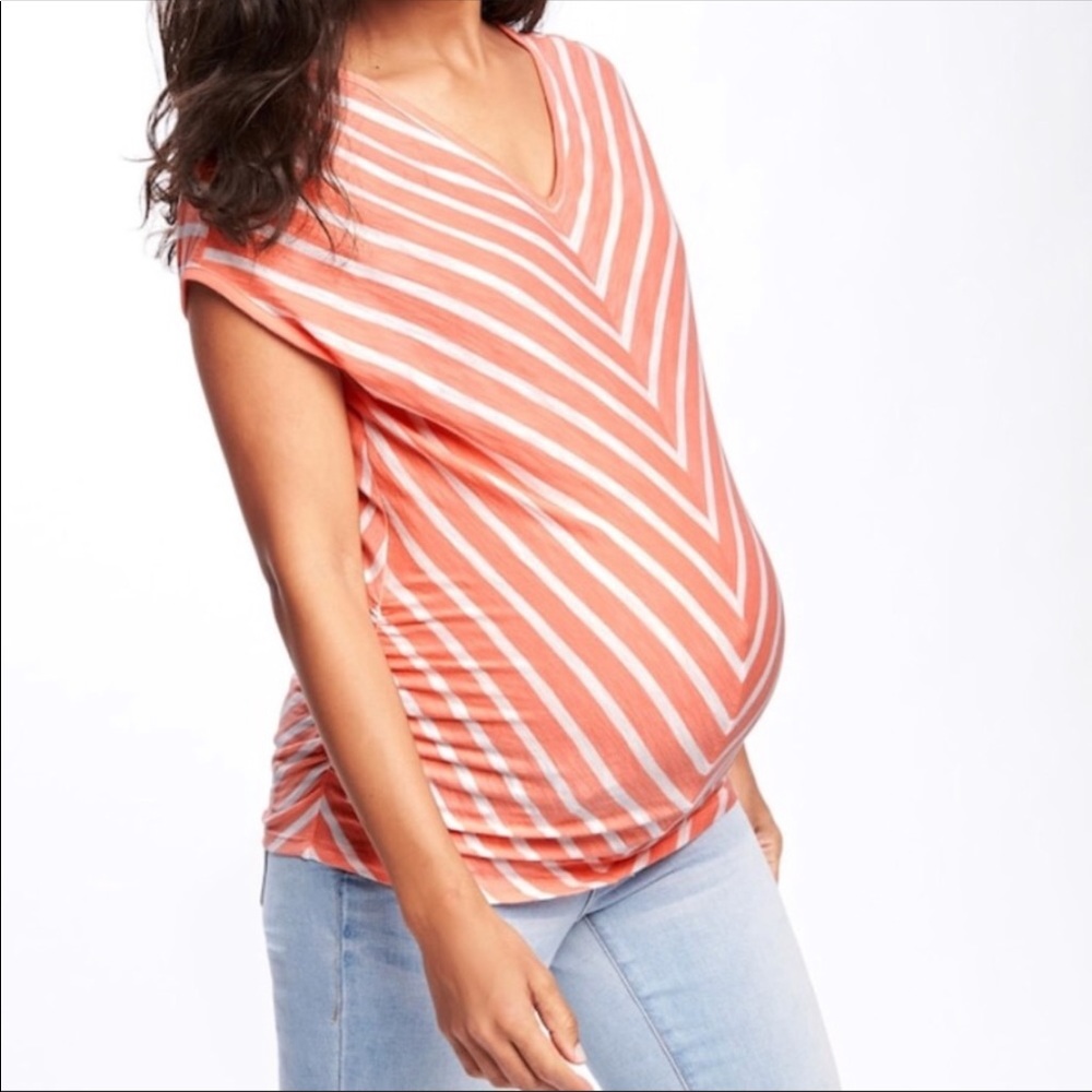 Old navy cotton v striped maternity shirt Large